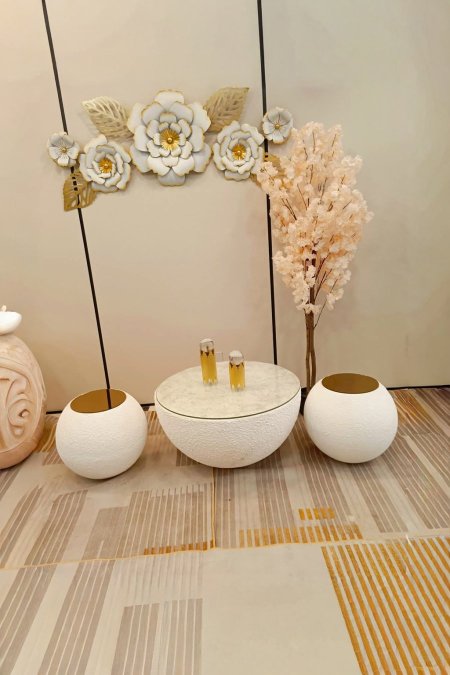 ⚪ طاولة كروية مزدوجة بسطح رخامي فاخر